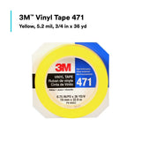 3M 471 Vinyl Tape, Yellow, 3/4 in x 36 yd, 5.2 mil Roll (7100044627)  - (48Pack) - 10
