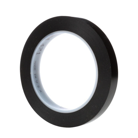 3M 471 Vinyl Tape, Black, 1/2 in x 36 yd, 5.2 mil (7100044629)  - (72Pack) - 2