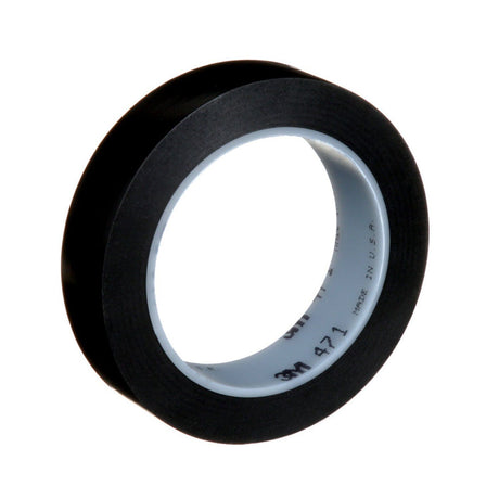 3M 471 Vinyl Tape, Black, 1 in x 36 yd, 5.2 mil (6415) (7100044640)  - (36Pack)