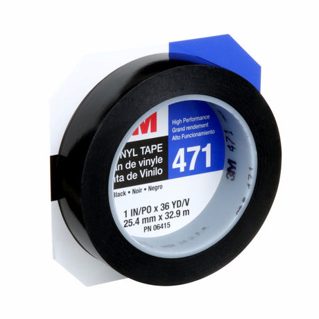 3M 471 Vinyl Tape, Black, 1 in x 36 yd, 5.2 mil (6415) (7100044640)  - (36Pack) - 3