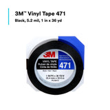3M 471 Vinyl Tape, Black, 1 in x 36 yd, 5.2 mil (6415) (7100044640)  - (36Pack) - 5