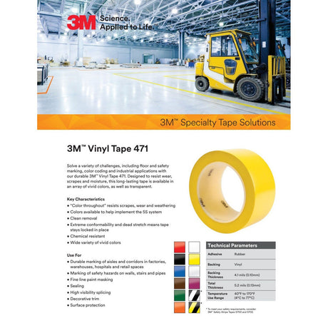 3M 471 Vinyl Tape, Red, 1/4 in x 36 yd, 5.2 mil (7100044641)  - (144Pack) - 2