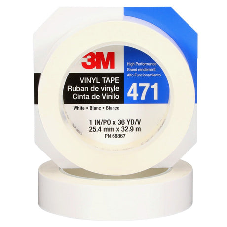 3M 471 Vinyl Tape, White, 5.2 mil, 1 in x 36 yd Roll (471 IW) (7100044644)  - (36Pack)