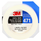 3M 471 Vinyl Tape, White, 5.2 mil, 1 in x 36 yd Roll (471 IW) (7100044644)  - (36Pack) - 2