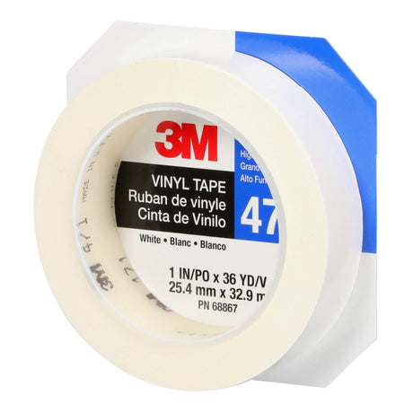 3M 471 Vinyl Tape, White, 5.2 mil, 1 in x 36 yd Roll (471 IW) (7100044644)  - (36Pack) - 4