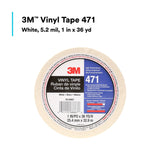 3M 471 Vinyl Tape, White, 5.2 mil, 1 in x 36 yd Roll (471 IW) (7100044644)  - (36Pack) - 10