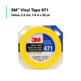 3M 471 Vinyl Tape, Yellow, 1/4 in x 36 yd, 5.2 mil Roll (7100044645)  - (144Pack) - 2