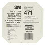 3M 471 Vinyl Tape, Yellow, 1/4 in x 36 yd, 5.2 mil Roll (7100044645)  - (144Pack) - 3