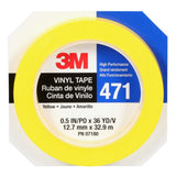 3M 471 Vinyl Tape, Yellow, 1/2 in x 36 yd, 5.2 mil (7100044646)  - (72Pack) - 8