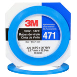 3M 471 Vinyl Tape, Blue, 1/8 in x 36 yd, 5.2 mil (36405) (7100044649)  - (12Pack)