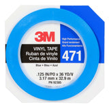 3M 471 Vinyl Tape, Blue, 1/8 in x 36 yd, 5.2 mil (36405) (7100044649)  - (12Pack) - 2