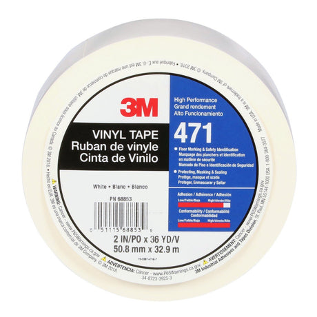 3M 471 Vinyl Tape, White, 2 in x 36 yd, 5.2 mil (7100044650)  - (24Pack) - 3