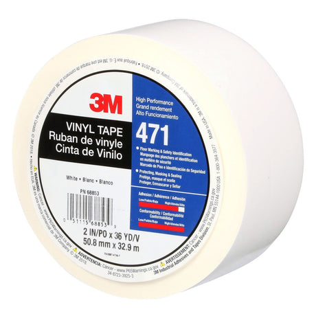 3M 471 Vinyl Tape, White, 2 in x 36 yd, 5.2 mil (7100044650)  - (24Pack) - 5
