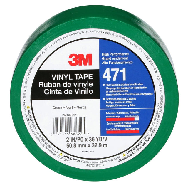 3M 471 Vinyl Tape, Green, 2 in x 36 yd, 5.2 mil Floor Marking Tape (7100044652)  - (24Pack)