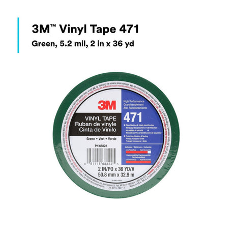 3M 471 Vinyl Tape, Green, 2 in x 36 yd, 5.2 mil Floor Marking Tape (7100044652)  - (24Pack) - 10