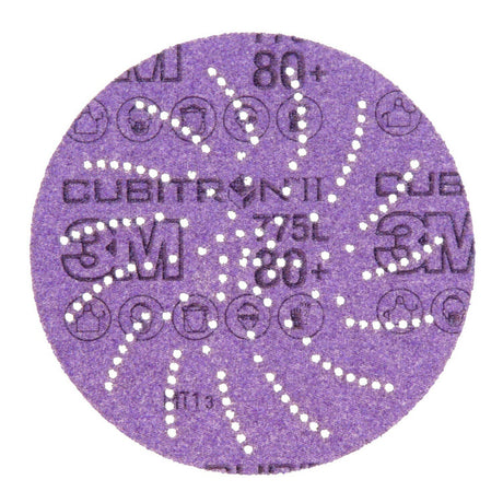 3M 775L Cubitron II Hookit Film Disc, 80+, Purple, 5 in, 3 mil (7100045070) (250 Pack)