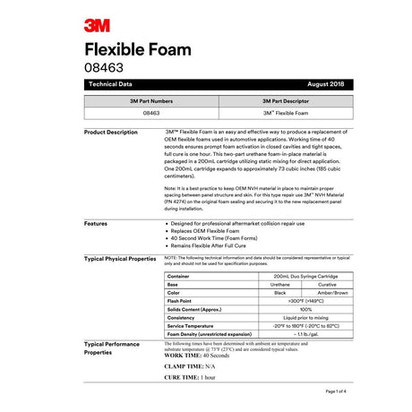 3M 08463 Flexible Foam Two-Part Urethane Sound Deadening Moisture Resistant 200 mL Cartridge (7100045768)  - (6Pack) - 7