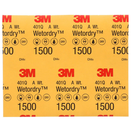 3M 401Q 02032 Wetordry Abrasive Sheet, SiC 1500 Grit, Black, Wet/Dry, 9 in x 11 in (7100045849) (250 Pack) - 6
