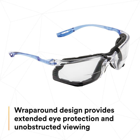 3M VC215AF Virtua CCS Safety Glasses with Readers, +1.5 Diopter, Anti Fog Anti Scratch, Clear Lens, Blue Temples, Removable Foam Gasket (7100046796)  - (20Pack) - 9