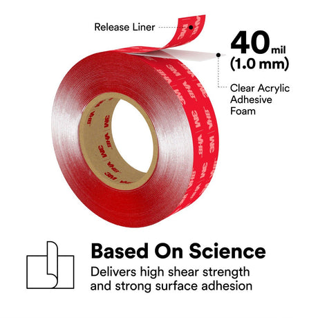 3M VHB Heavy Duty Mounting Tape 4910, Clear, 3/4 in x 15 yd, 40 mil (4910) (7100047923)  - (12Pack) - 5
