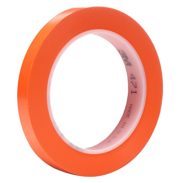 3M 471 Vinyl Tape Floor Marking Tape, Orange, 1/2 in x 36 yd, 5.2 mil (7100049358)  - (72Pack)