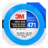 3M 471 Vinyl Tape, Blue, 3/8 in x 36 yd, 5.2 mil (85611) (7100049359)  - (96Pack) - 9