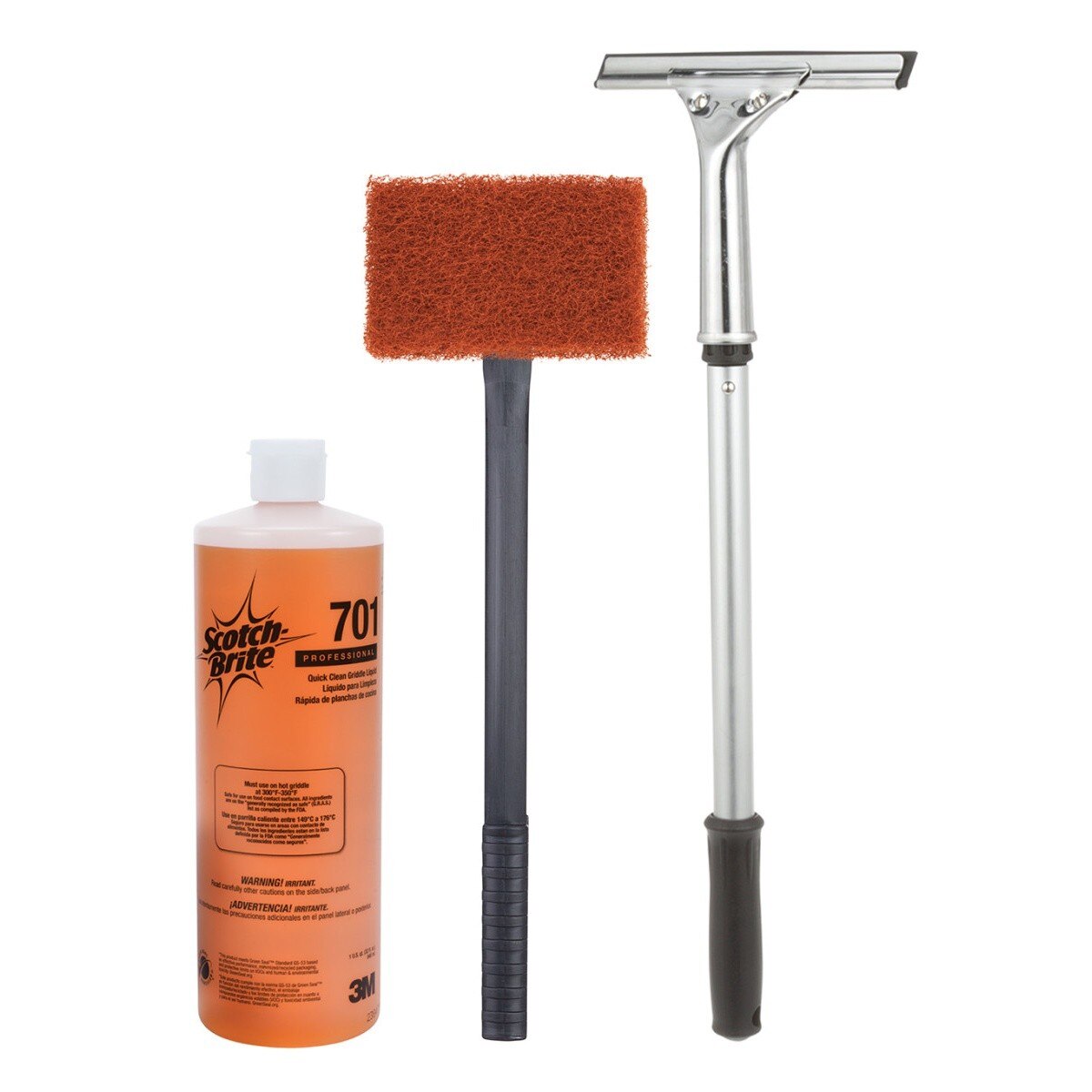 3M 710 Scotch-Brite Quick Clean Griddle Cleaning System Starter Kit, Heavy Duty, For Commercial Griddles (7100049397) - 3