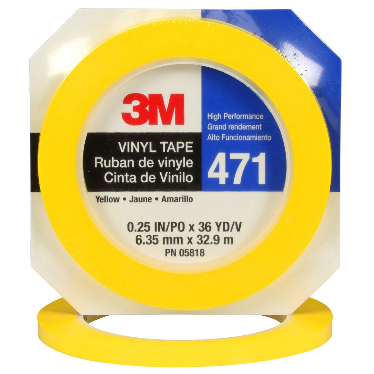3M 471 Vinyl Tape Yellow 1/4 in x 36 yd (31840) (7100049780)  - (144Pack) - 5