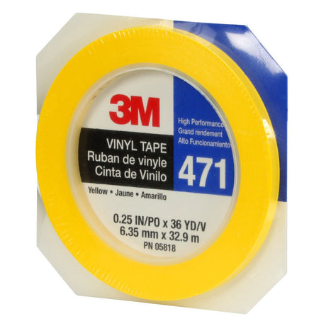 3M 471 Vinyl Tape Yellow 1/4 in x 36 yd (31840) (7100049780)  - (144Pack) - 8