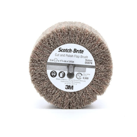3M PF-ZS 05974 Scotch-Brite Cut and Polish Flap Brush, Aluminum Oxide Medium, Tan, 3 in x 1-3/4 in x 1/4 in (7100050520) (10 Pack)