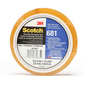 3M 681 Scotch Light Duty Packaging Tape, Clear, Moisture and Chemical Resistant, 3 in x 72 yd (7100053231) (12 Pack)