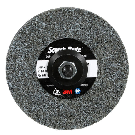 3M DP-UW Scotch-Brite Deburr and Finish PRO Unitized Wheel, Center Hole, Ceramic, Medium+, Gray, 3 in x 1/4 in x 1/4 in (7100053419) (40 Pack)