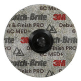 3M DP-UW Scotch-Brite Deburr and Finish PRO Unitized Wheel, Center Hole, Ceramic, Medium+, Gray, 3 in x 1/4 in x 1/4 in (7100053419) (40 Pack) - 4