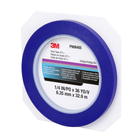 3M 471+ Indigo Vinyl Tape, Fine Line Paint Masking, 1/4 in x 36 yd (7100055835)  - (12Pack) - 8