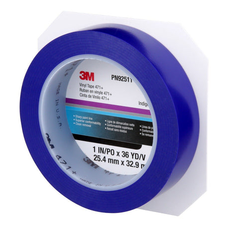 3M 471+ Vinyl Tape Indigo 1 in x 36 yd Fine Line Paint Masking Striping Color Separation High-Temperature Stretch (7100057038)  - (12Pack) - 8