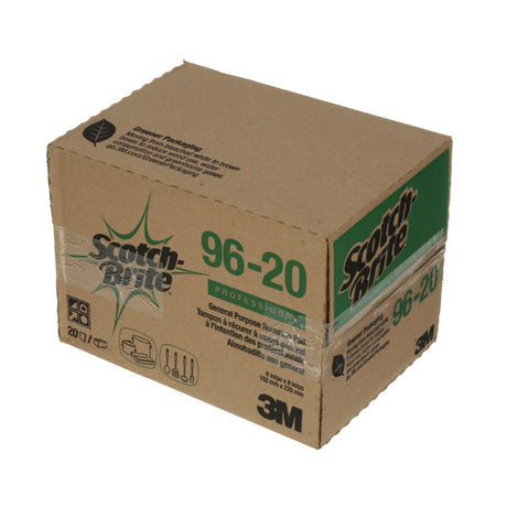 3M 96-20 Scotch-Brite General Purpose Scouring Pad, Medium Duty, Dark Green, 6 in x 9 in (7100057470) (20 Pack) - 3