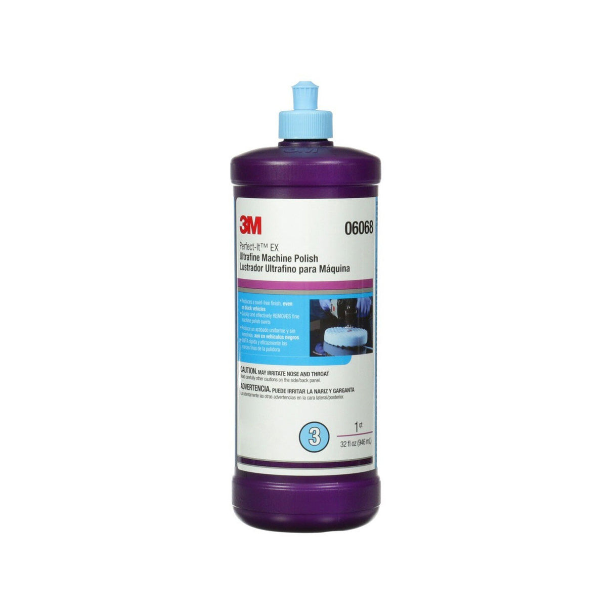 3M 06068 Perfect-It EX Ultrafine Machine Polish + 32 fl oz 1 qt Blue Bottle Automotive Paint Polish (7100061948)  - (6Pack)