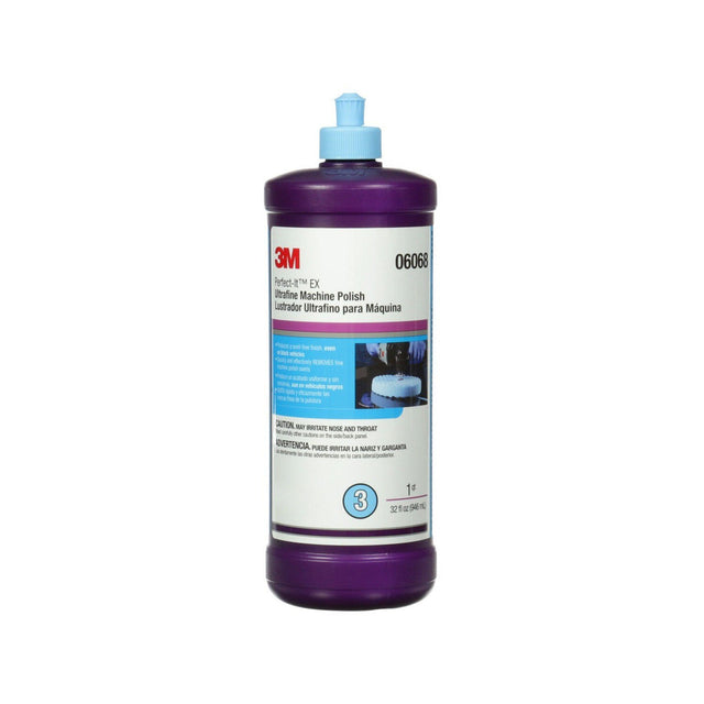 3M 06068 Perfect-It EX Ultrafine Machine Polish + 32 fl oz 1 qt Blue Bottle Automotive Paint Polish (7100061948)  - (6Pack)