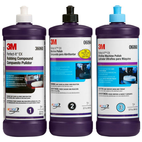 3M 06068 Perfect-It EX Ultrafine Machine Polish + 32 fl oz 1 qt Blue Bottle Automotive Paint Polish (7100061948)  - (6Pack) - 6