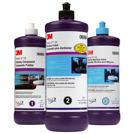 3M 06068 Perfect-It EX Ultrafine Machine Polish + 32 fl oz 1 qt Blue Bottle Automotive Paint Polish (7100061948)  - (6Pack) - 7