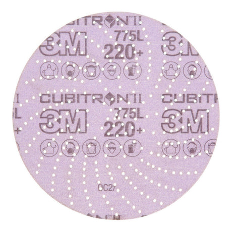 3M 775L Xtract Hookit Cubitron II Film Disc, 220+, Purple, 6 in, 600LG Multi-Hole (7100064271) (250 Pack)
