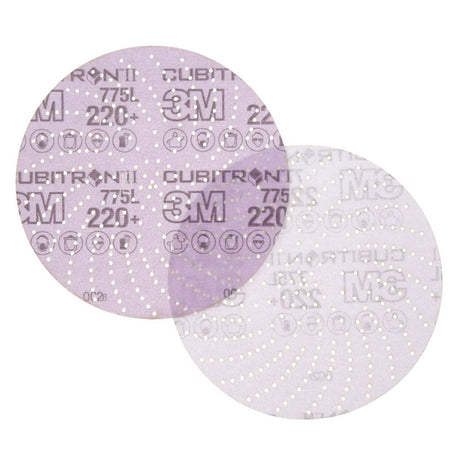 3M 775L Xtract Hookit Cubitron II Film Disc, 220+, Purple, 6 in, 600LG Multi-Hole (7100064271) (250 Pack) - 2