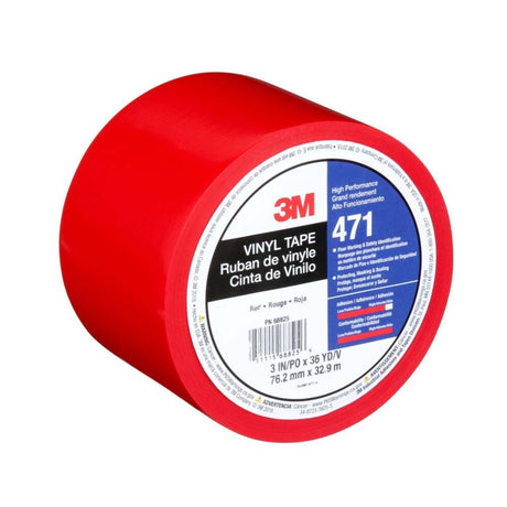 3M 471 471 IW Vinyl Tape Red for Floor Marking, Paint Masking, Color Coding (1 Roll, 3 in x 36 yd) (7100064525) - 6