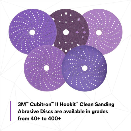 3M 737U 31370 Cubitron II Hookit Clean Sanding Abrasive Disc, 6 in, 40 Plus Grit, Purple (7100073549) (100 Pack) - 5
