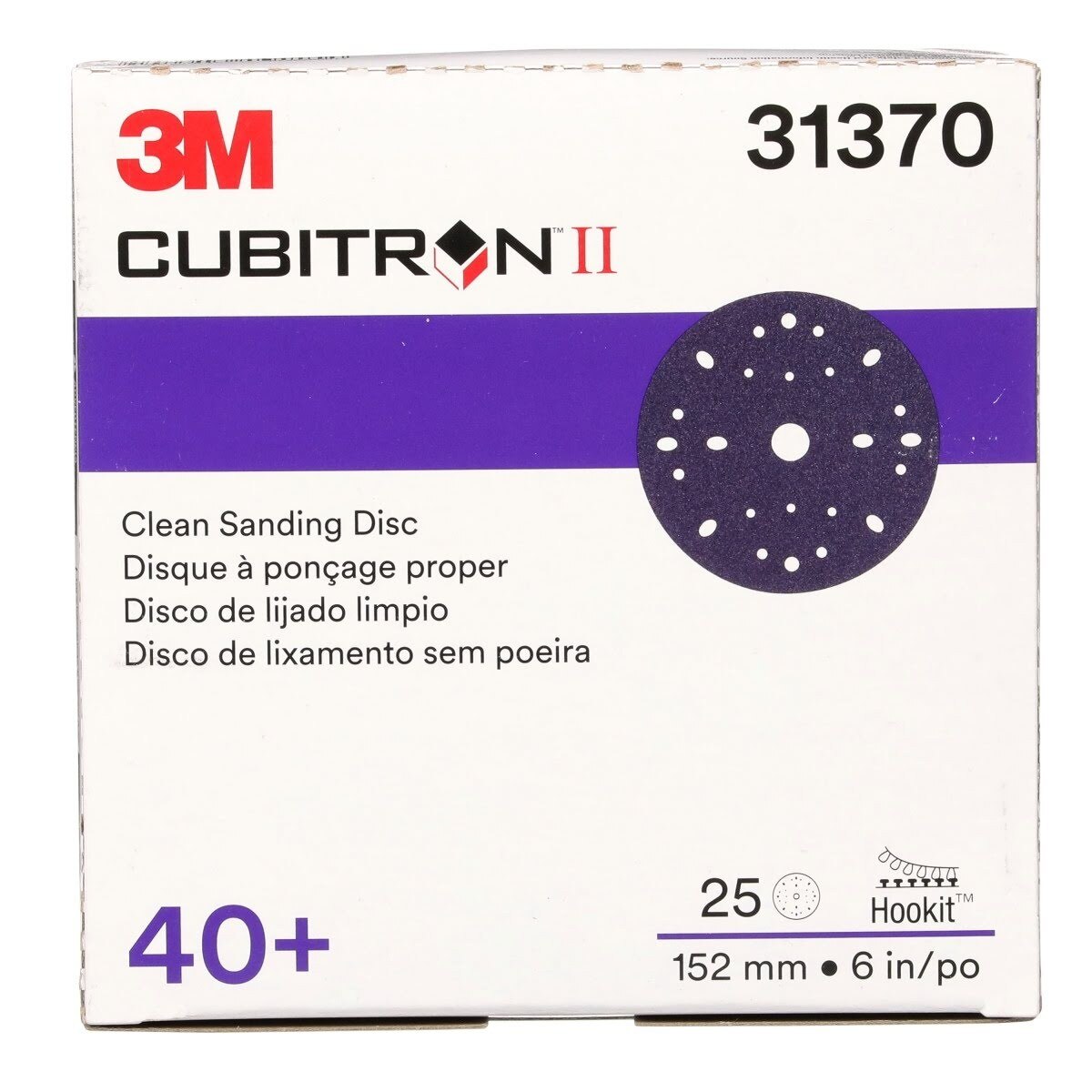 3M 737U 31370 Cubitron II Hookit Clean Sanding Abrasive Disc, 6 in, 40 Plus Grit, Purple (7100073549) (100 Pack) - 7