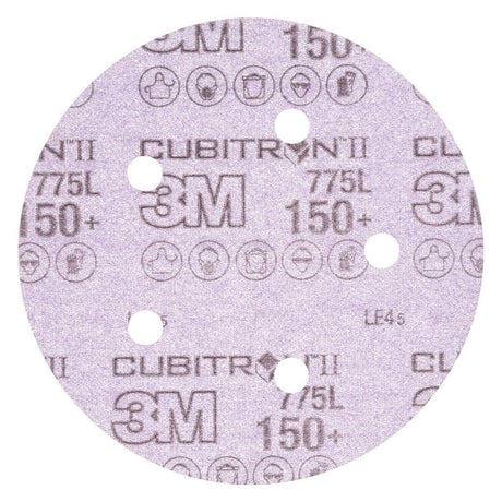 3M 775L Cubitron II Hookit Film Disc, 150+, 3 mil, Purple, 5 in x NH, 5HL, Die 500FH (7100075696) (1250 Pack)