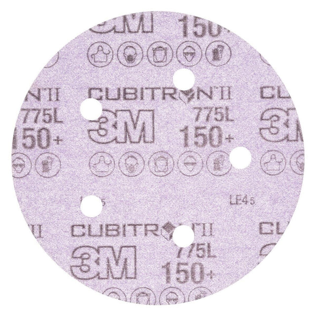 3M 775L Cubitron II Hookit Film Disc, 150+, 3 mil, Purple, 5 in x NH, 5HL, Die 500FH (7100075696) (1250 Pack)