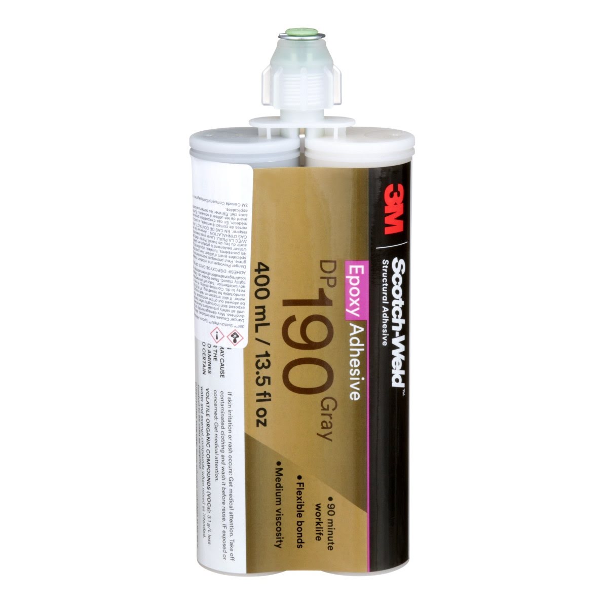 3M Scotch-Weld Epoxy Adhesive DP190, Gray, 400 mL Duo-Pak (DP190) (7100076722)  - (6Pack)