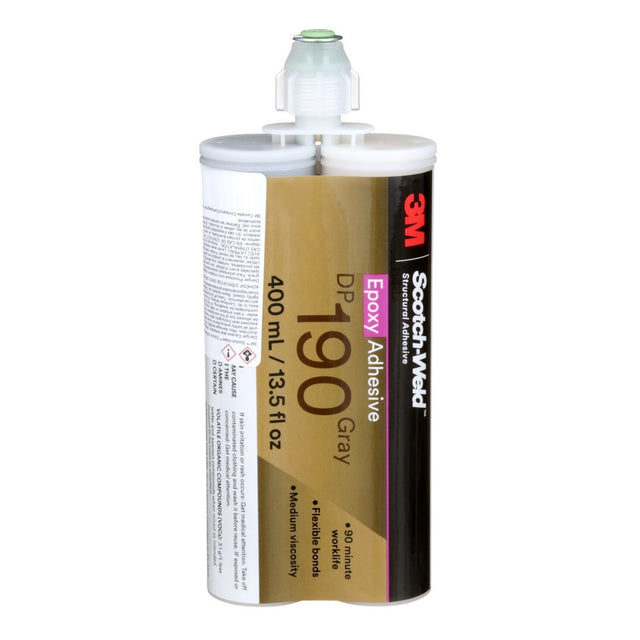 3M Scotch-Weld Epoxy Adhesive DP190, Gray, 400 mL Duo-Pak (DP190) (7100076722)  - (6Pack)