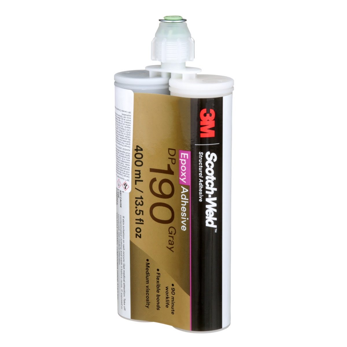 3M Scotch-Weld Epoxy Adhesive DP190, Gray, 400 mL Duo-Pak (DP190) (7100076722)  - (6Pack) - 2